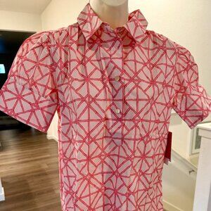 Never A Wallflower Pink Geometric Print Shirt Dress XS NWOT